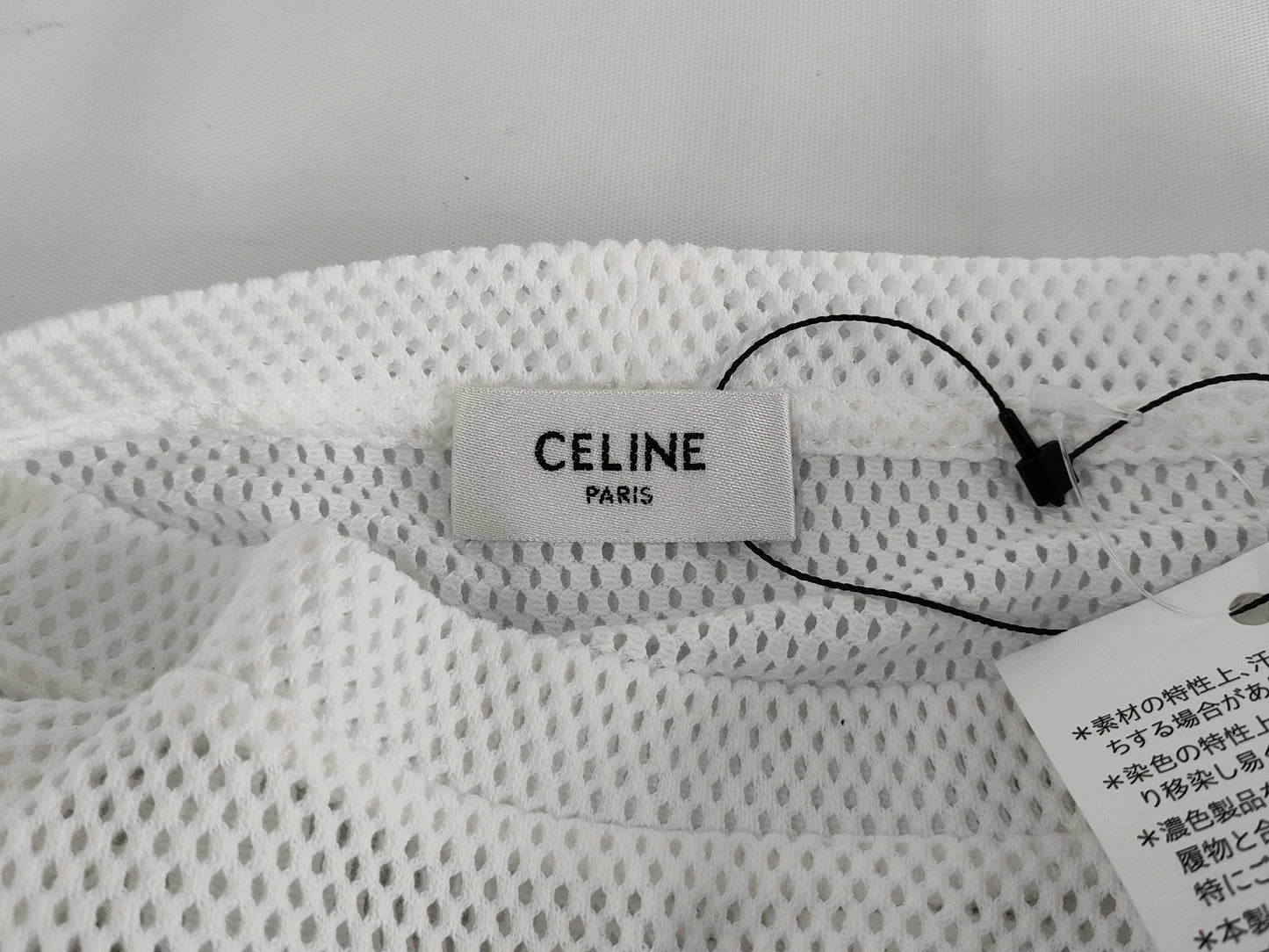 CELINE Logo Crew Neck Mesh S T-Shirt