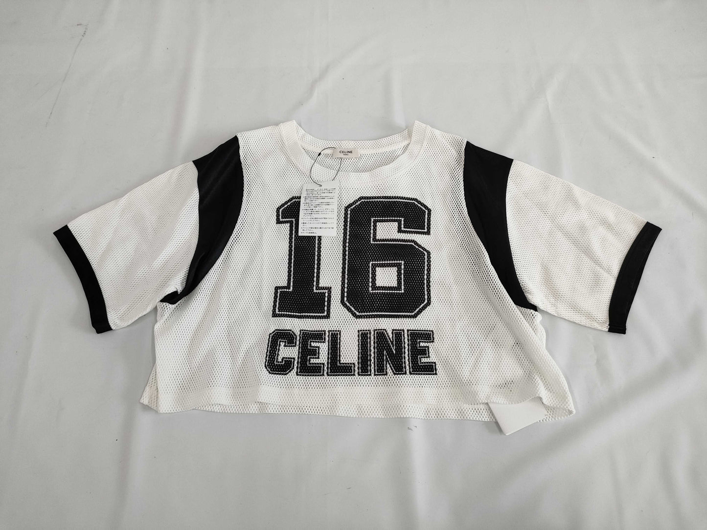 CELINE Logo Crew Neck Mesh S T-Shirt