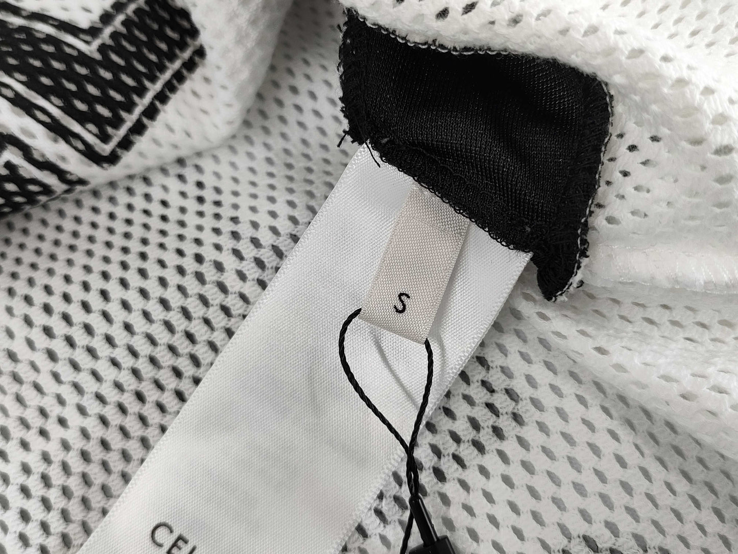 CELINE Logo Crew Neck Mesh S T-Shirt