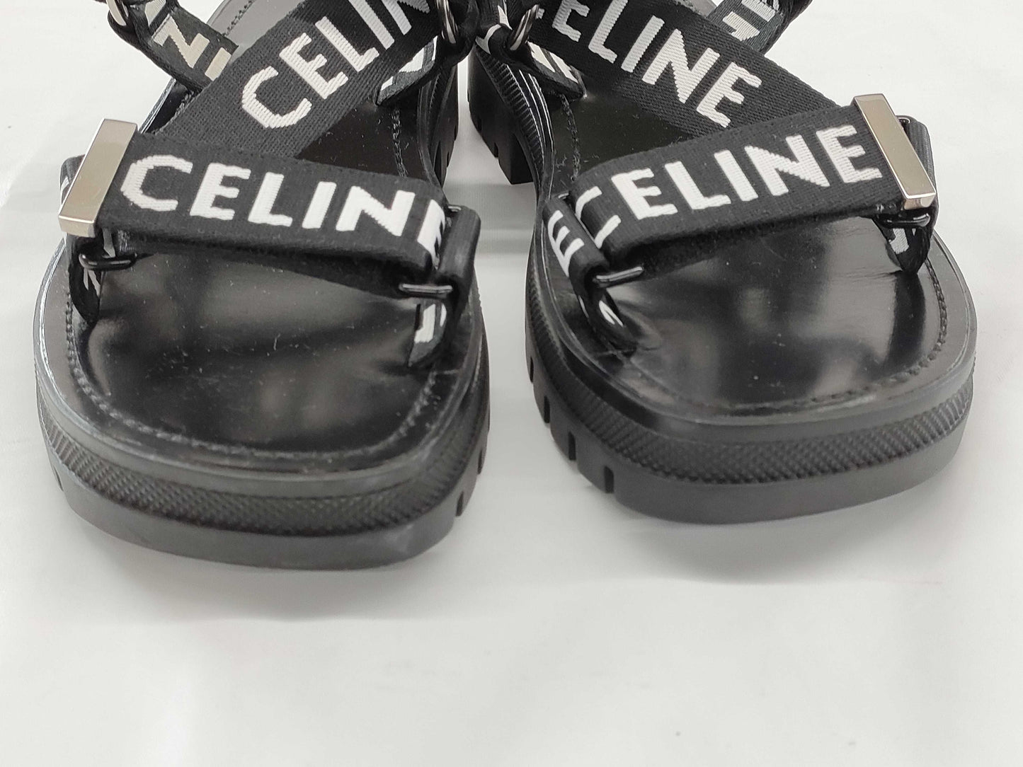CELINE Logo Leo Strap Sandals Size 38