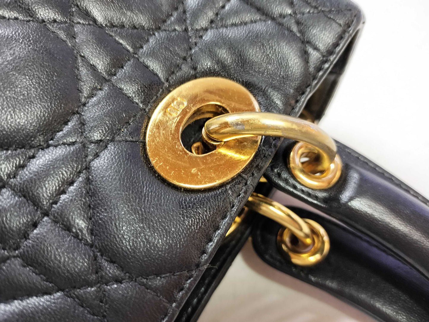 Dior Lady Dior Lady Dior Black Leather Handbag