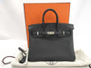 HERMES Birkin 25 Black Togo Silver Hardware W Stamp Handbag