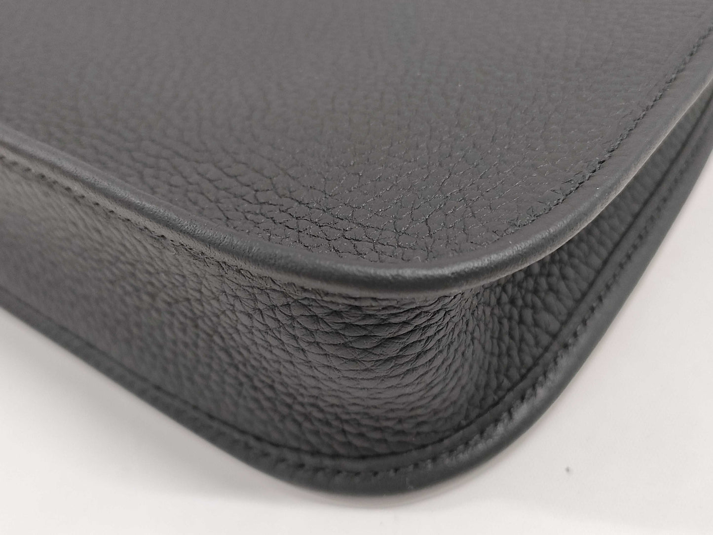 HERMES Evelyn TPM Black Taurillon Clemence Leather Shoulder Bag with Gold Hardware and Double Stamp