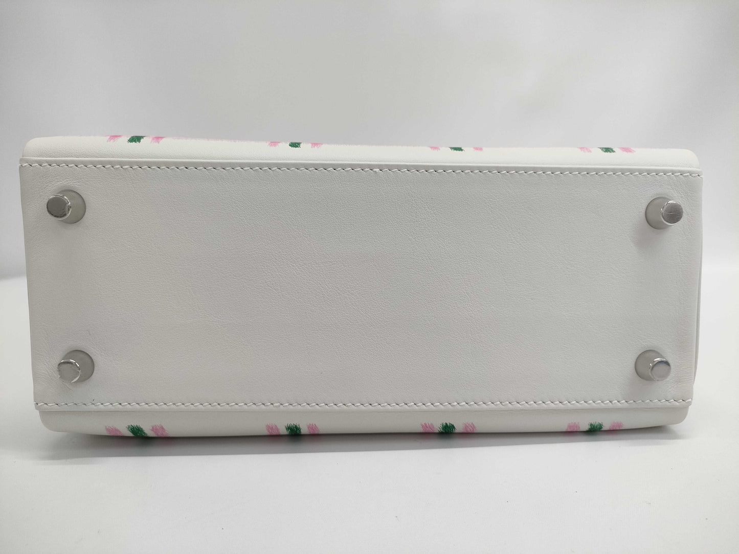 HERMES Kelly 25 Tartan Light, Gripere/Bubblegum/Vert Moyen, Silver Hardware, K Stamp, Handbag