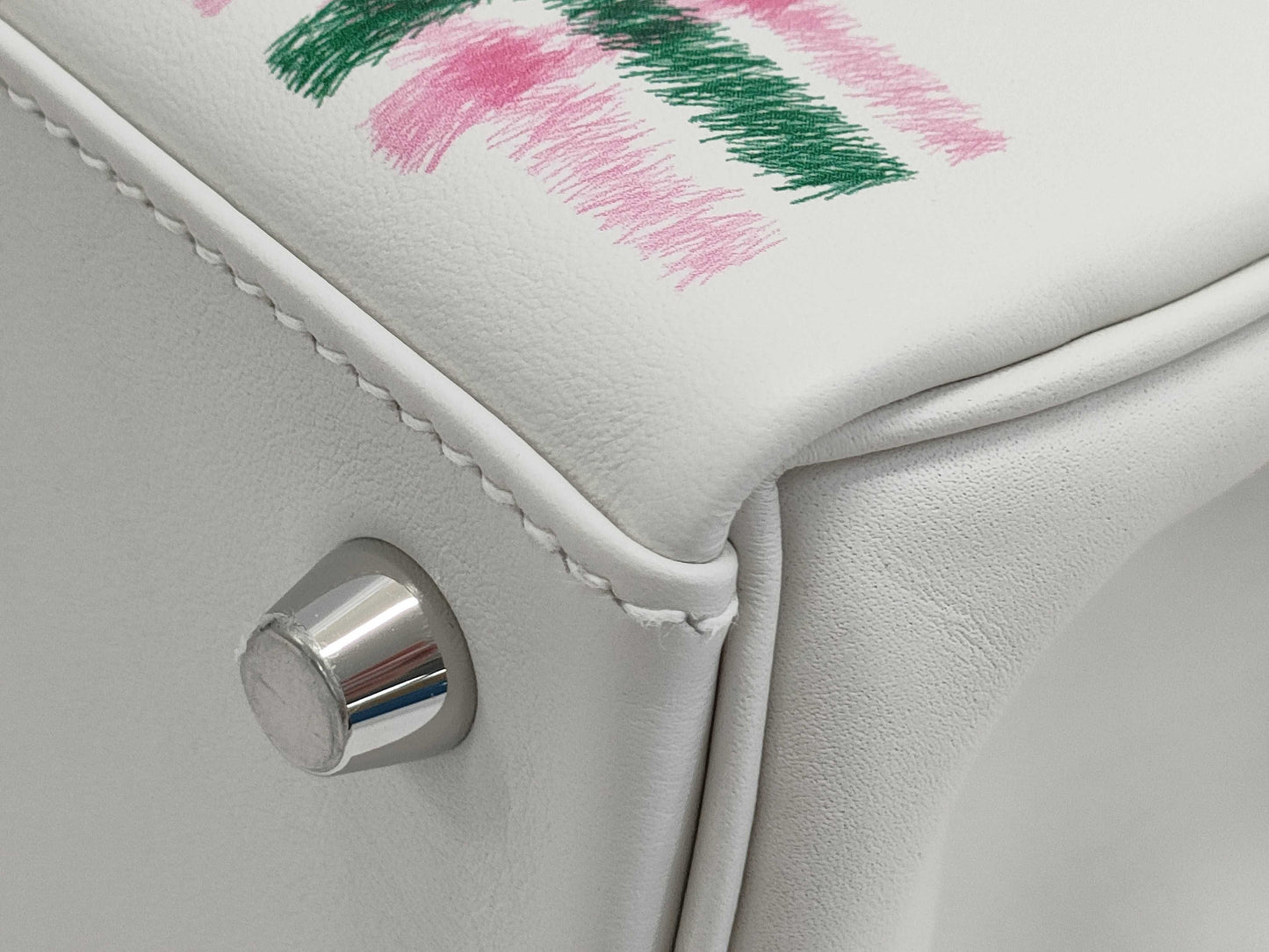 HERMES Kelly 25 Tartan Light, Gripere/Bubblegum/Vert Moyen, Silver Hardware, K Stamp, Handbag