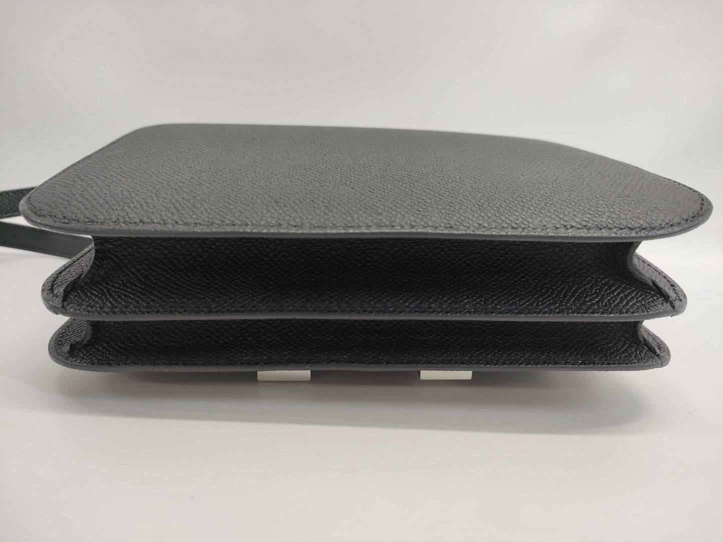 HERMES Constance Miroir 19 Black Epsom Shoulder Bag with Silver Hardware and K Stamp