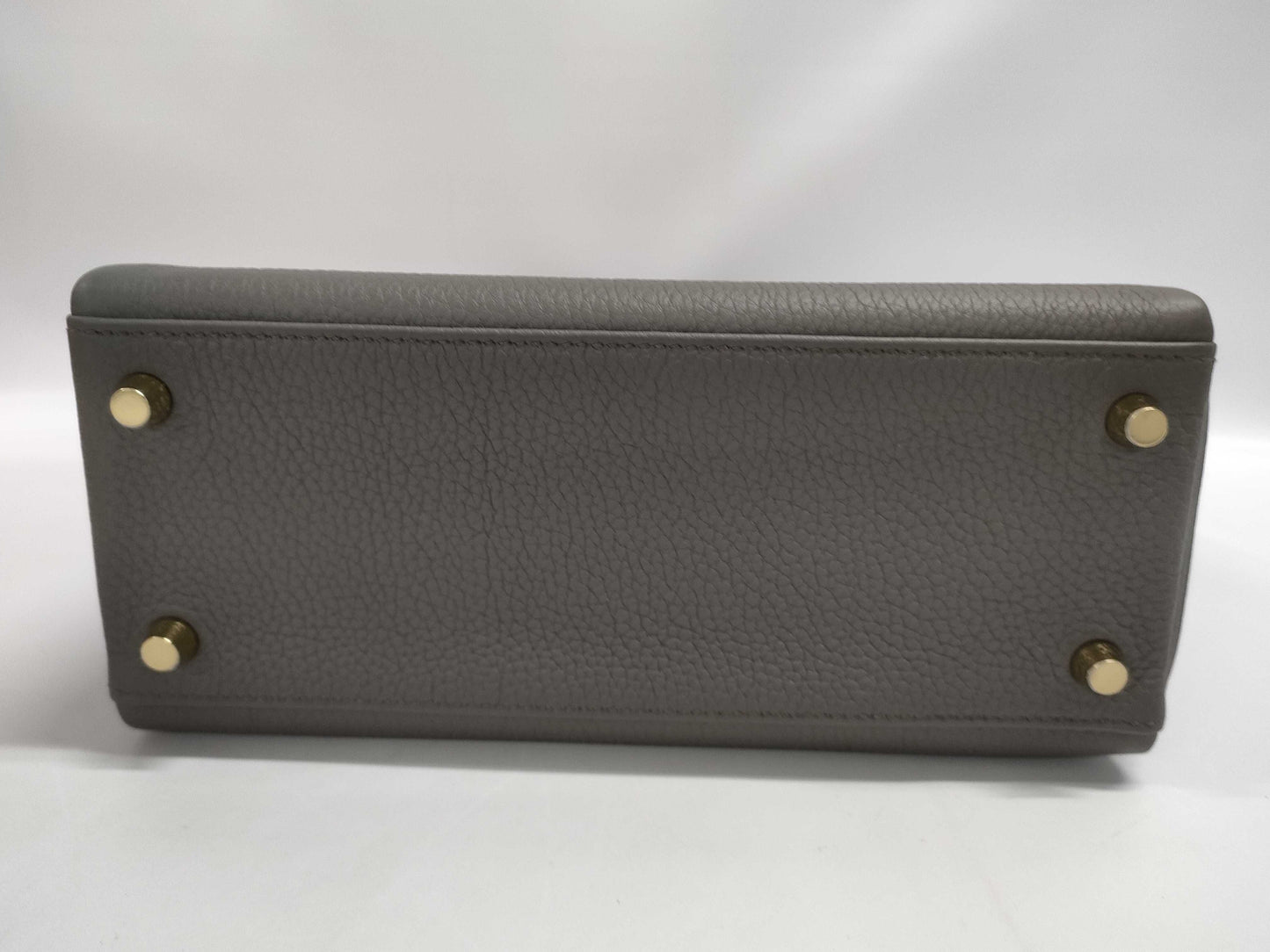 HERMES Kelly 25 Etain Togo Gold Hardware K Stamped Handbag