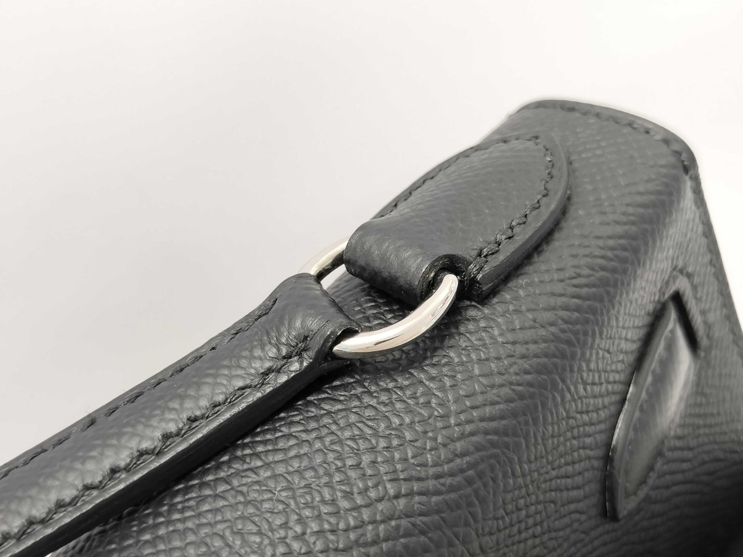 HERMES Kelly Disorderly Black Epson Silver Hardware W Stamp Handbag