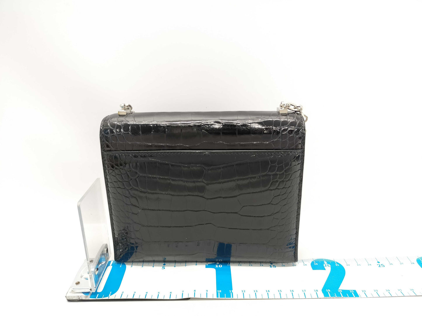 HERMES Vert Chain Mini Handbag in Black Alligator Shine with Silver Hardware and C Stamp