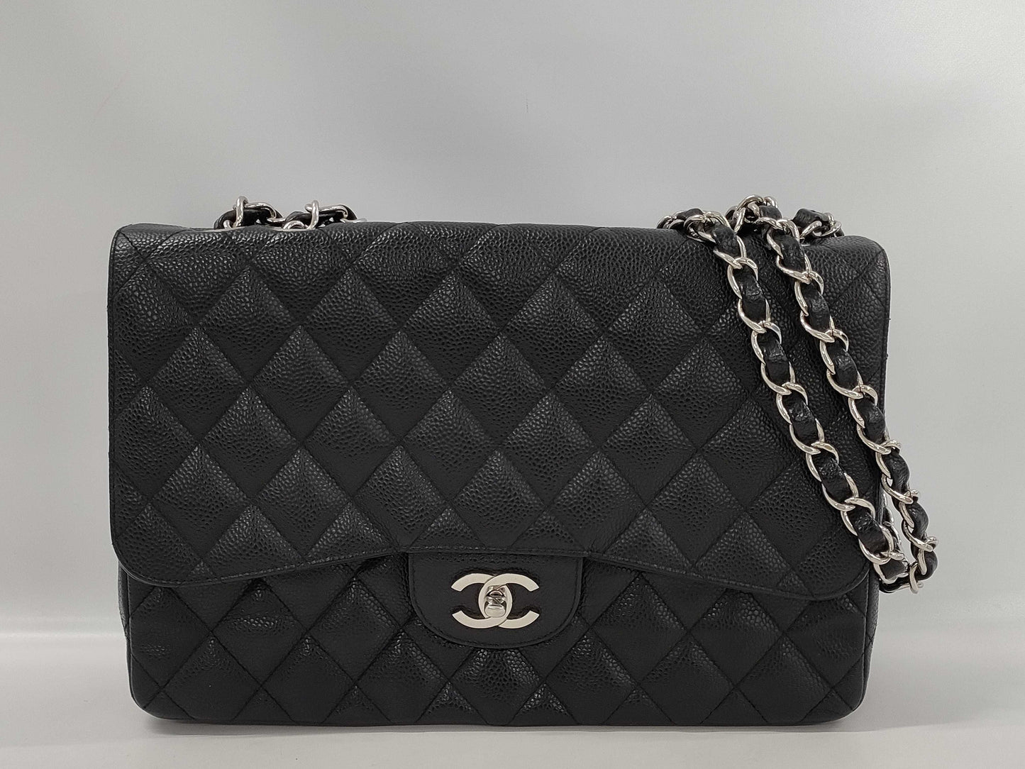 CHANEL Deca Matelasse 30 Caviar Double Chain Shoulder Bag
