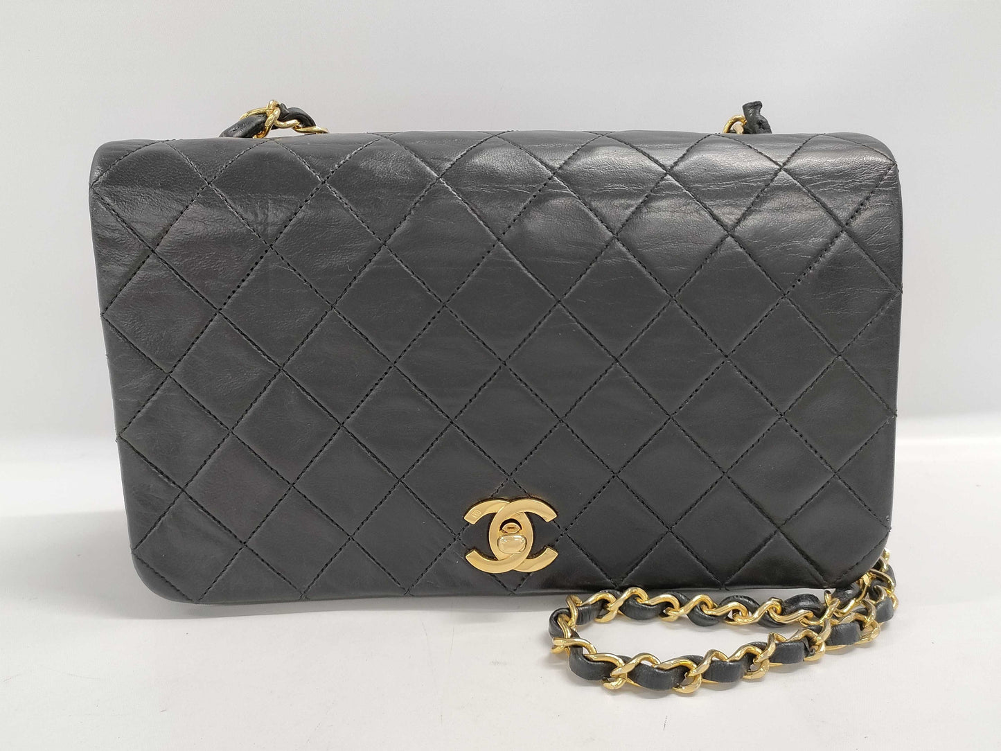 CHANEL Full Flap Matelasse Lambskin Chain Shoulder Bag with Seal Remnants