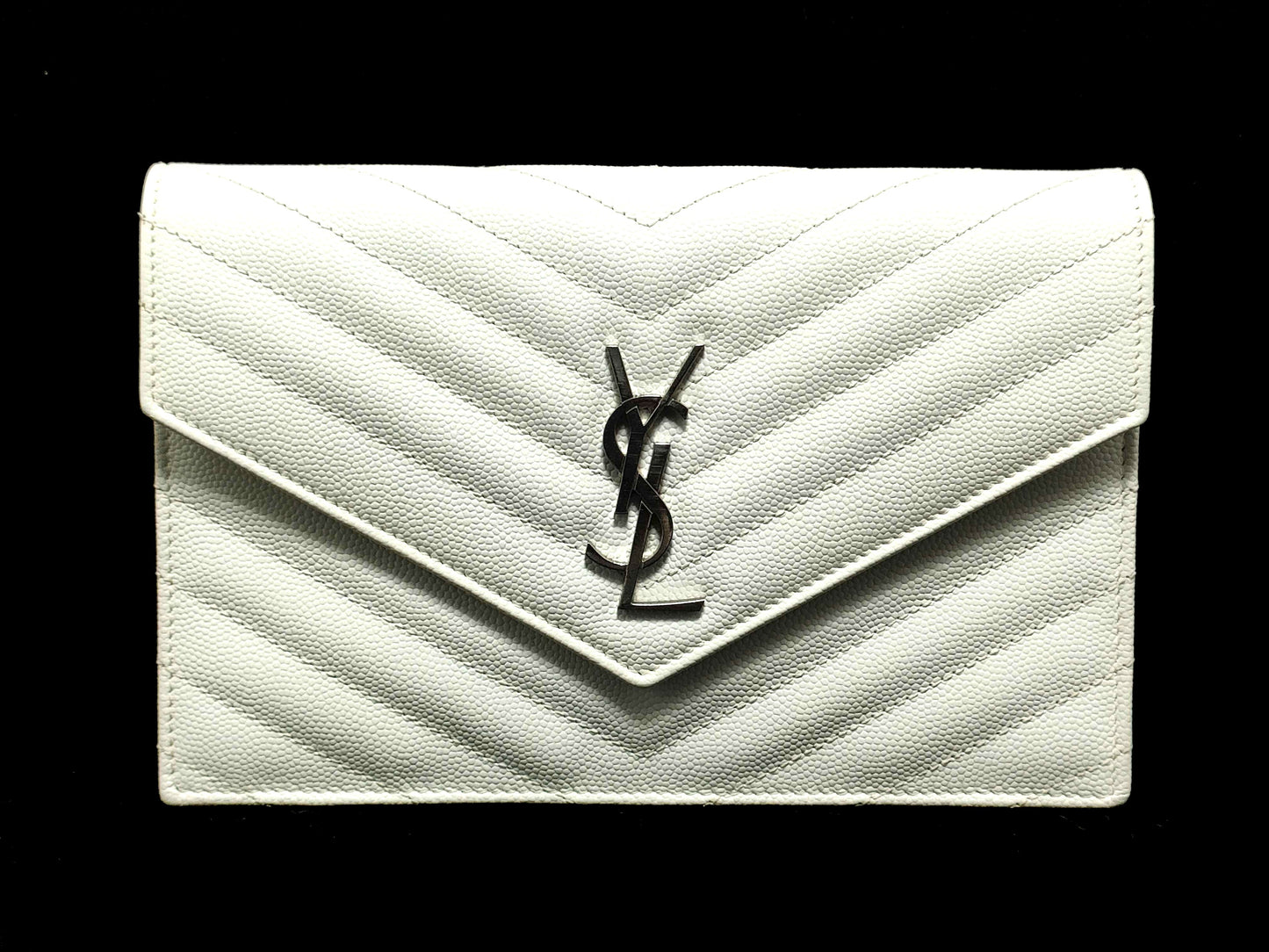 Yves Saint Laurent Saint Laurent Paris Cassandra Classic Chain Wallet in White Leather, 393953 Shoulder Bag