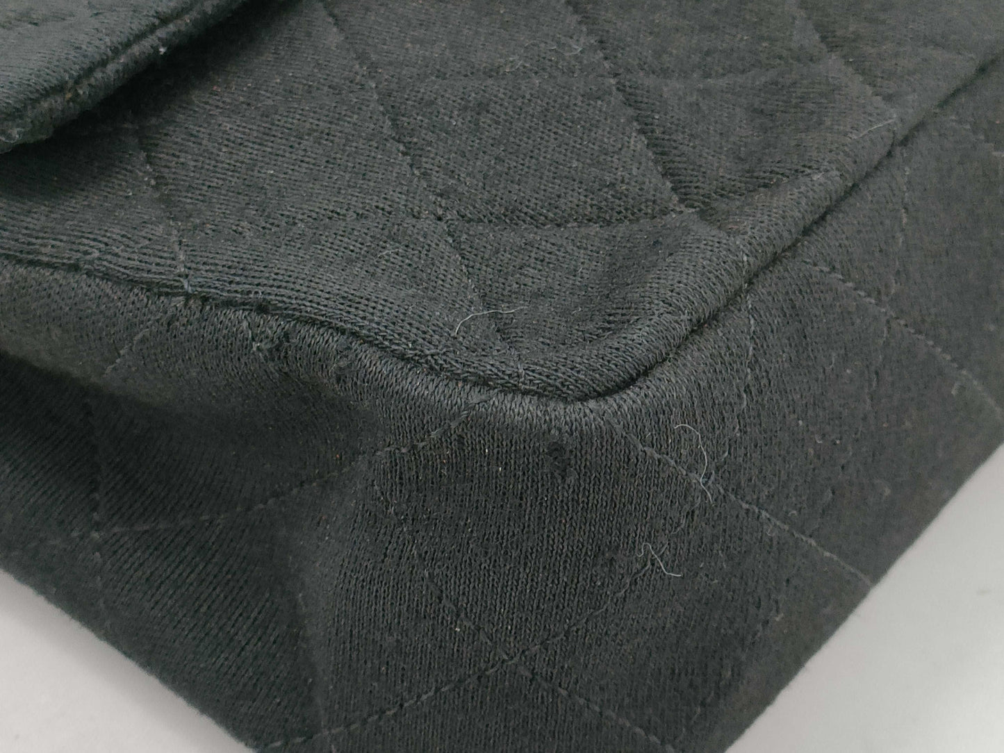 CHANEL Cotton Jersey Matelasse Black Chain Shoulder Bag, 0 Series