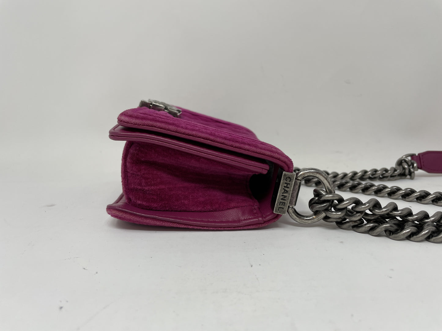 CHANEL CHANEL Shoulder Bag Boy Chanel Velour Pink Shoulder Bag