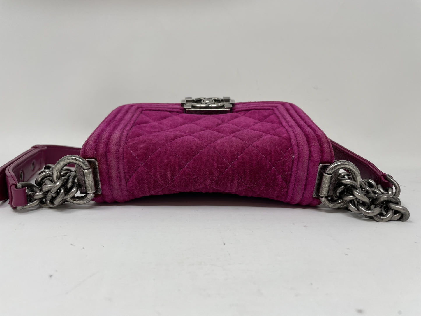 CHANEL CHANEL Shoulder Bag Boy Chanel Velour Pink Shoulder Bag