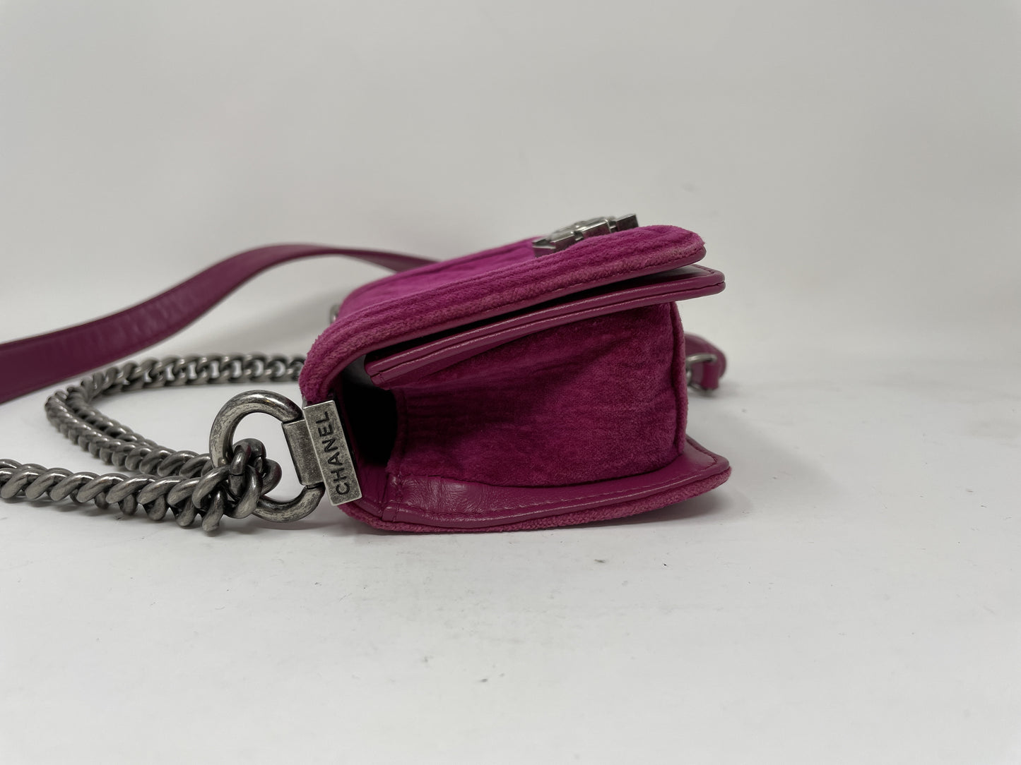 CHANEL CHANEL Shoulder Bag Boy Chanel Velour Pink Shoulder Bag
