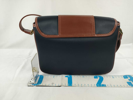 Yves Saint Laurent Y logo shoulder bag in navy and brown