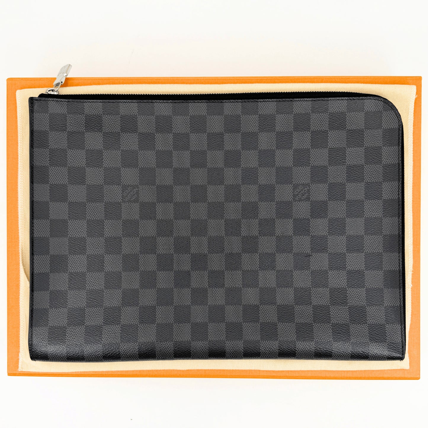 LOUIS VUITTON Damier Graphite Pochette Jour GM N64437 Clutch Bag, Box and Dust Bag Included