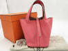 HERMES Picotin Lock PM Handbag with Silver Hardware and Rose Azalee "A" Stamp