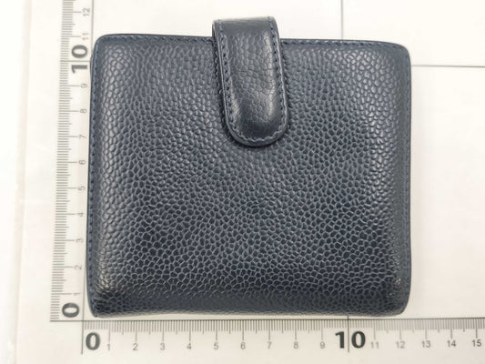 CHANEL Caviar Skin Deca Coco Double Hook Bifold Wallet