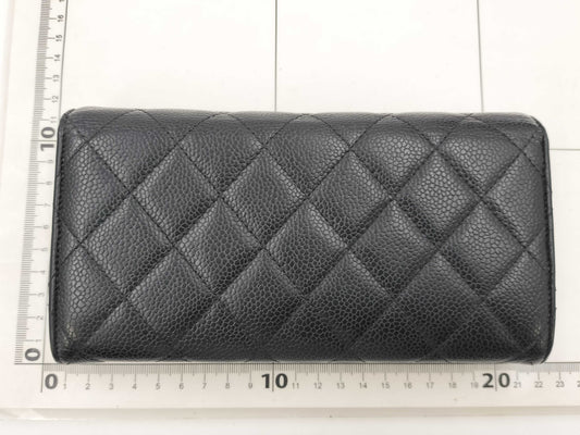 CHANEL Caviar Skin Matelasse Long Flap Wallet