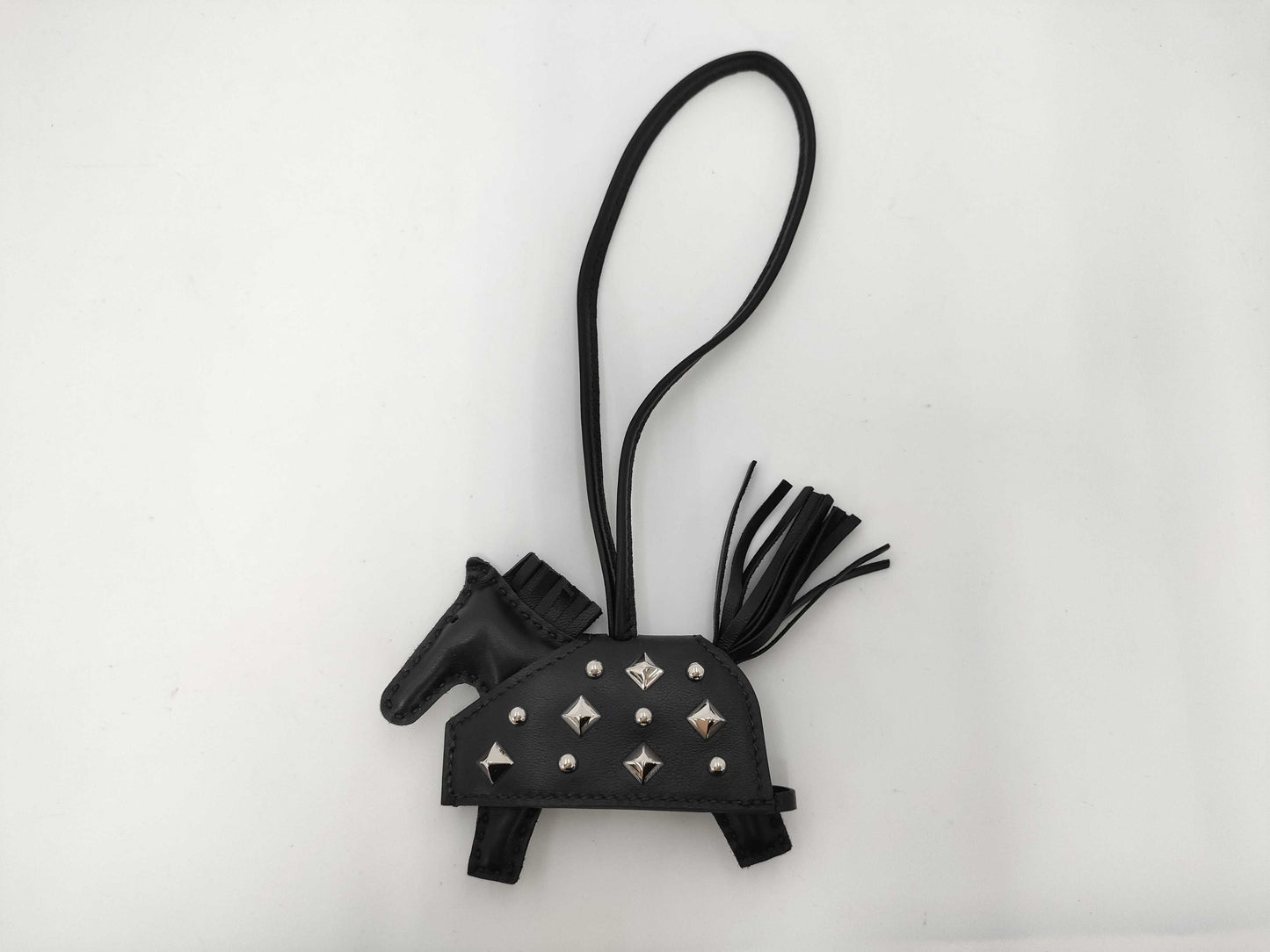 HERMES Rodeo Cool Anjo Milo Leather Studs Black/Silver K Stamp Charm