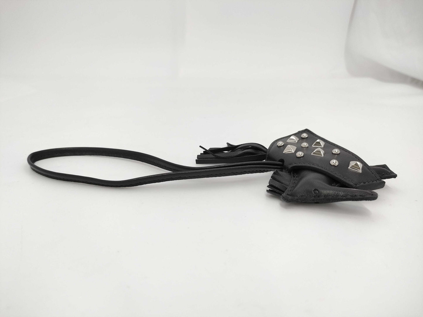 HERMES Rodeo Cool Anjo Milo Leather Studs Black/Silver K Stamp Charm