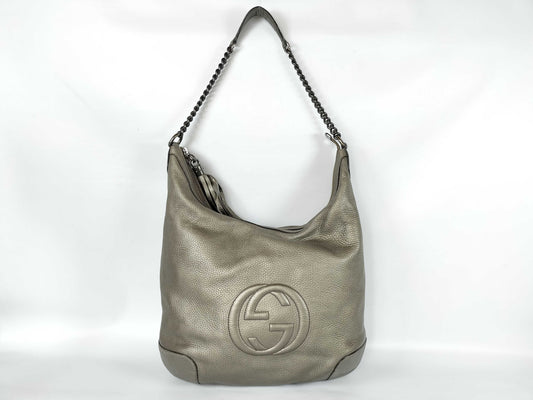 GUCCI Soho Chain Shoulder Bag in Metallic Silver