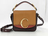 Chloe C 2-way shoulder bag, leather, two-tone, yellow and burgundy.