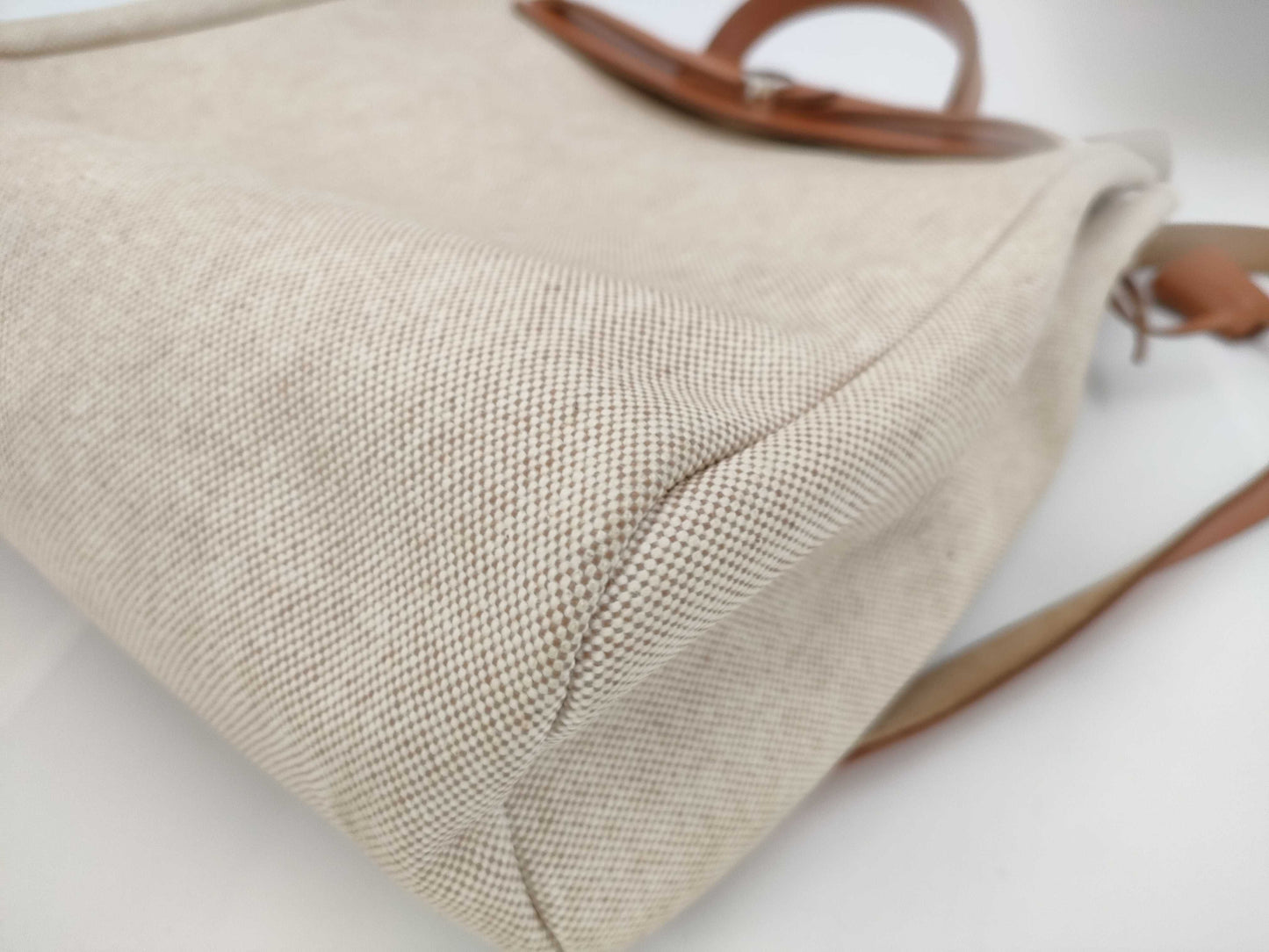 HERMES Airbag Ad pm Backpack Canvas Leather □B 98 Year Brown Beige Backpack