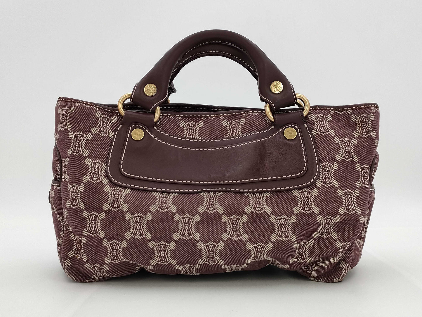 CELINE Paris Macadam Boogie Handbag Canvas Brown Handbag