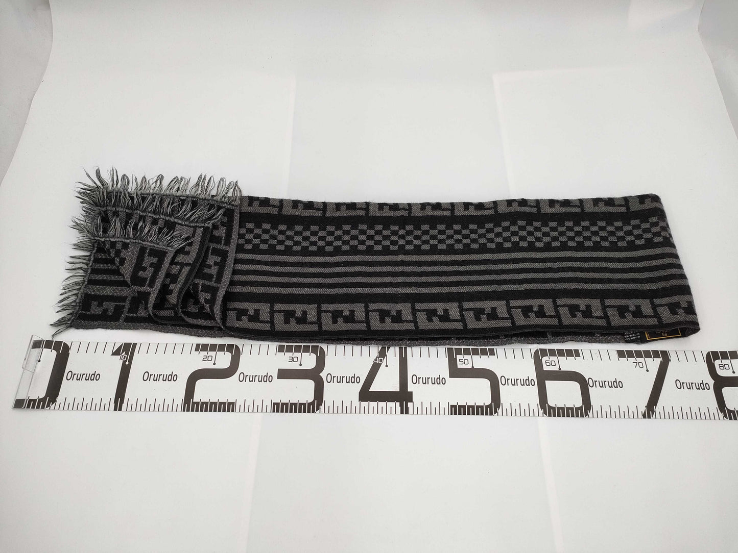 FENDI Zucca Striped Grey Scarf