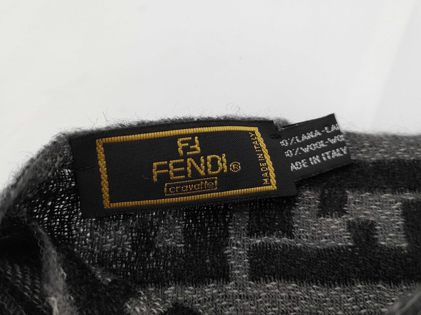 FENDI Zucca Striped Grey Scarf