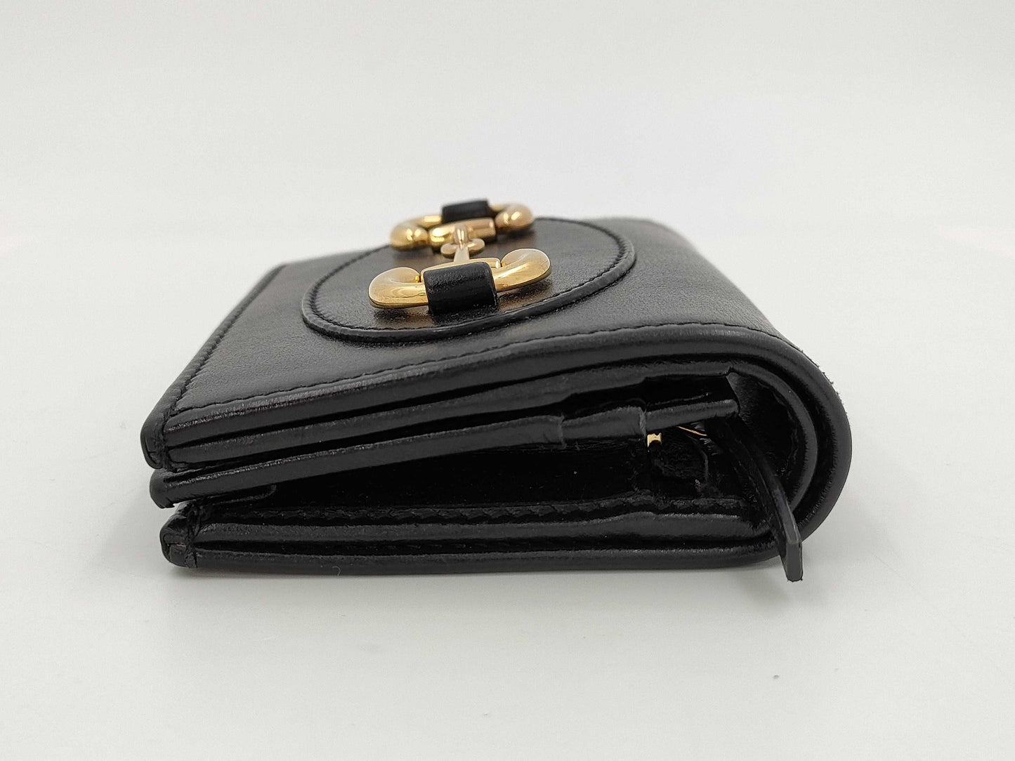 GUCCI 621887 Horsebit Bifold Wallet in Black Leather