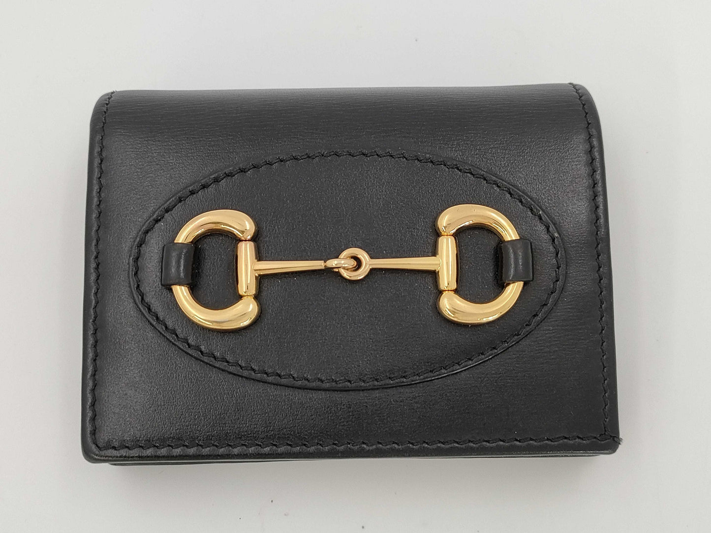 GUCCI 621887 Horsebit Bifold Wallet in Black Leather