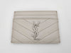 Yves Saint Laurent Paris Cassandra Card Case, V-Stitch Leather, White, Card Case, Pass Case, Business Card Case