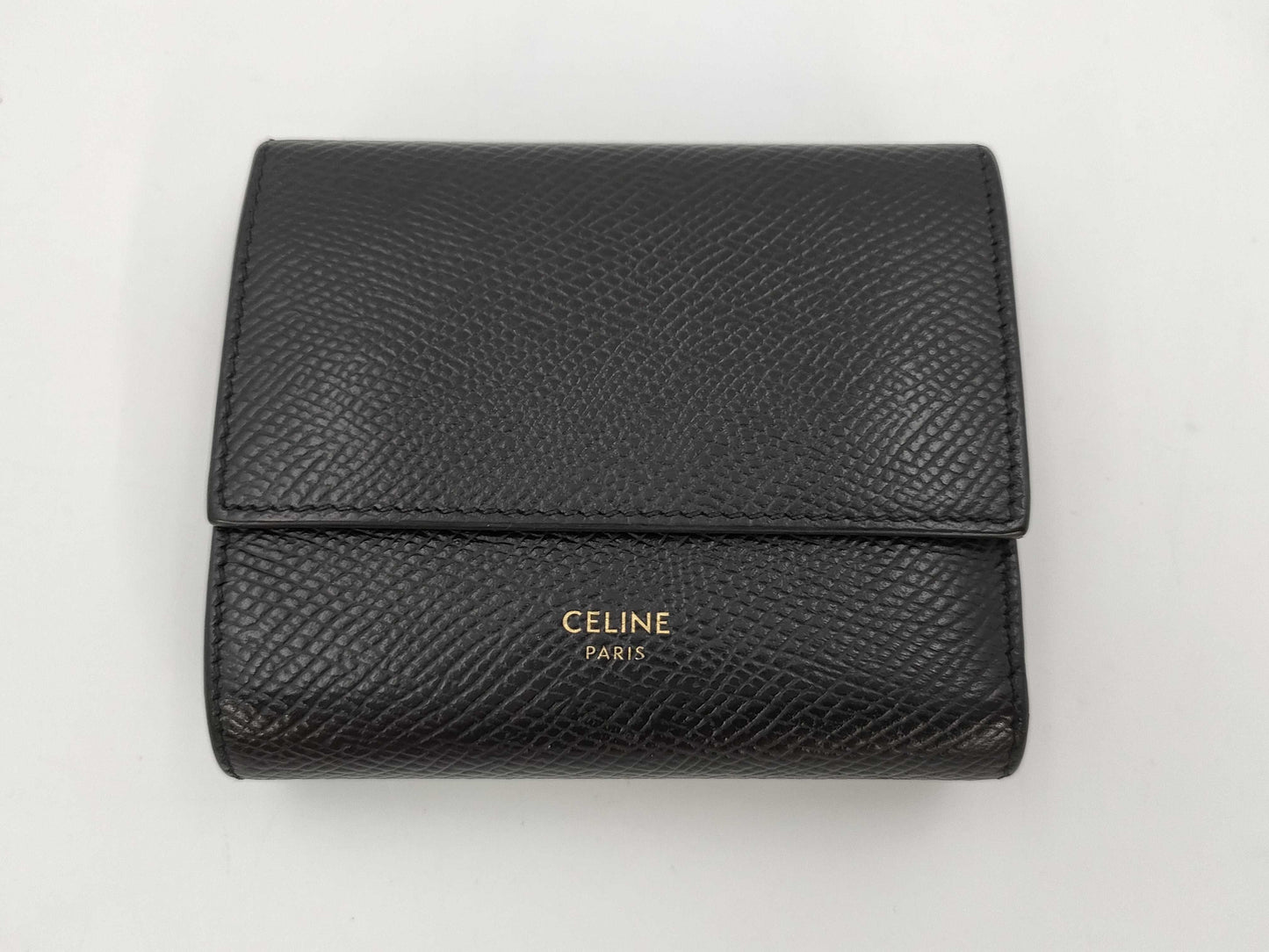 CELINE Logo Bifold Wallet Leather Black Wallet