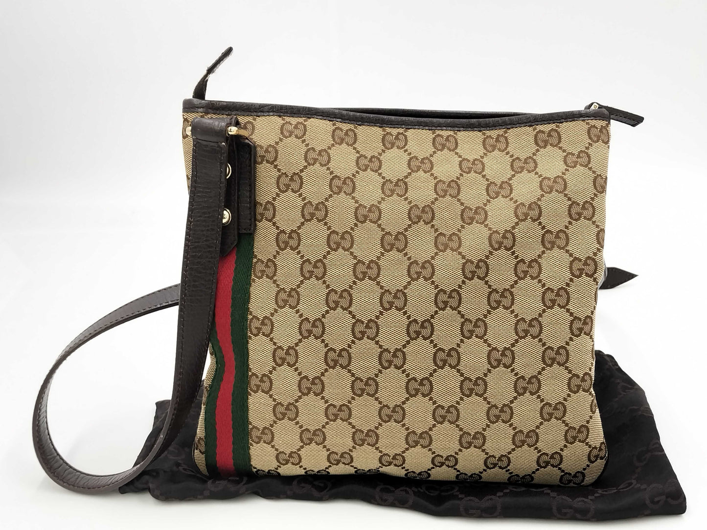 GUCCI GG Canvas Shoulder Bag with Dust Bag