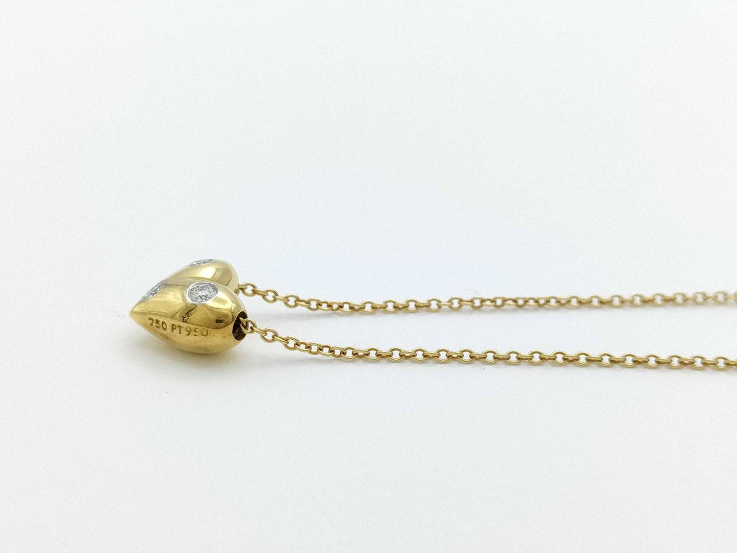 Tiffany & Co. Pinched Heart 3PD Yellow Gold 750 3.5g Necklace