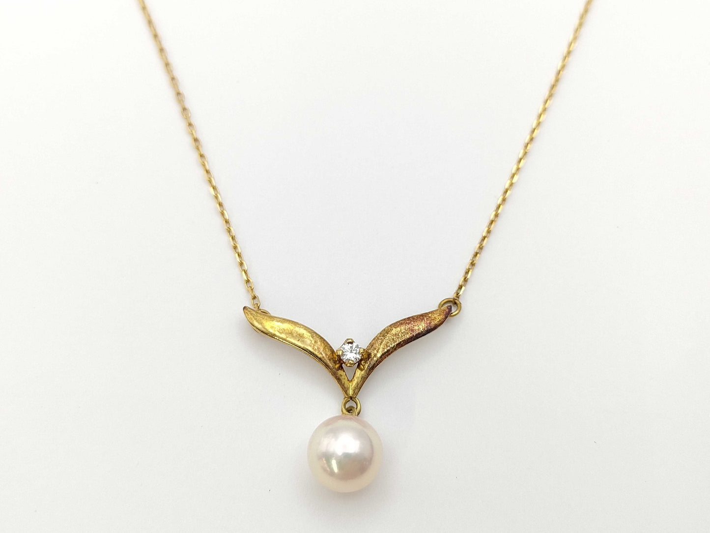 TASAKI Pearl Diameter Approx. 7.0mm Diamond K18 2.6g Necklace