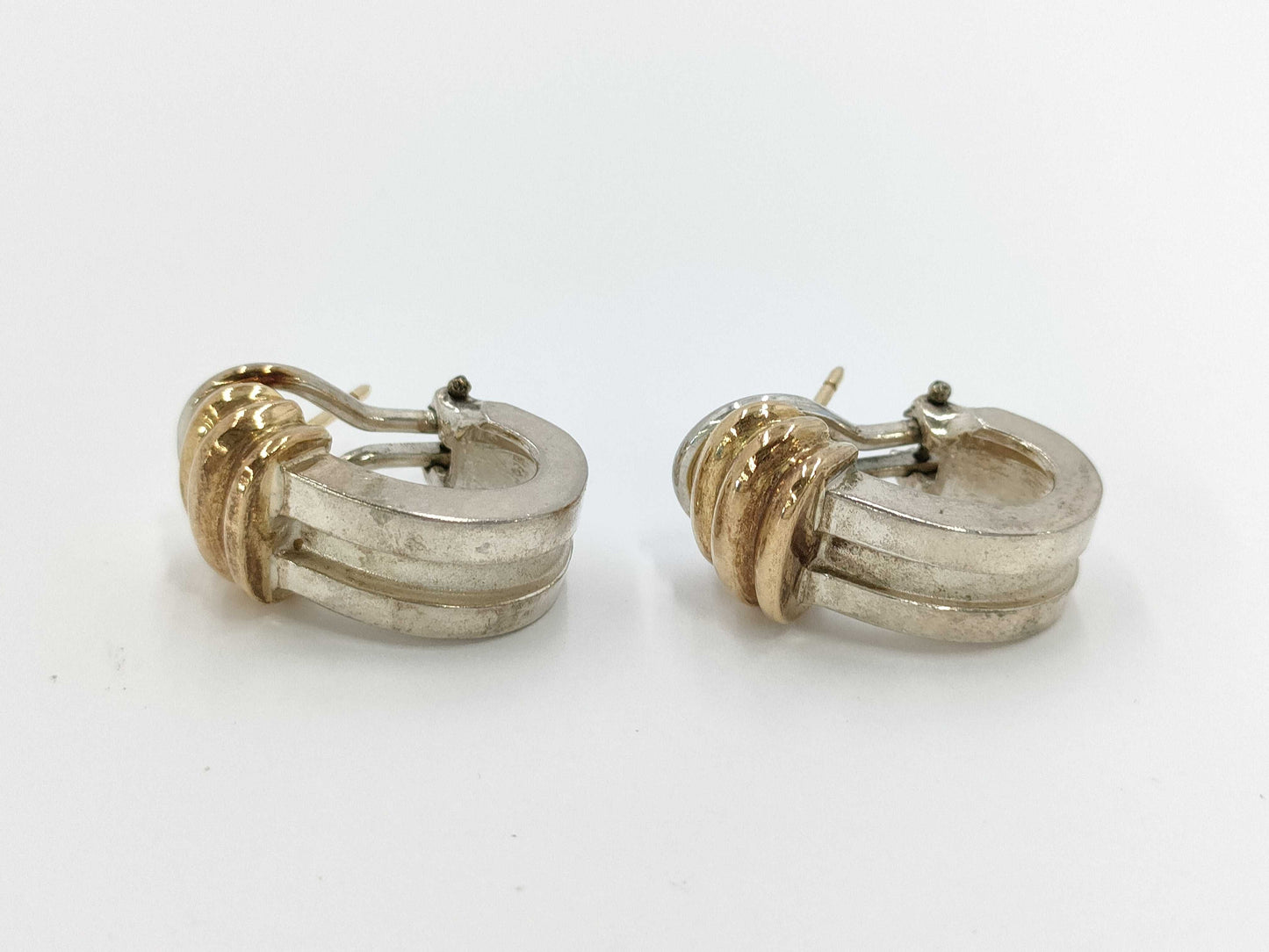 Tiffany & Co. Tiffany Grooved Combination Earrings, SV925 750, 8.1g