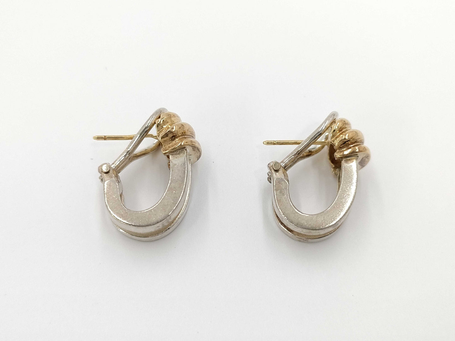 Tiffany & Co. Tiffany Grooved Combination Earrings, SV925 750, 8.1g