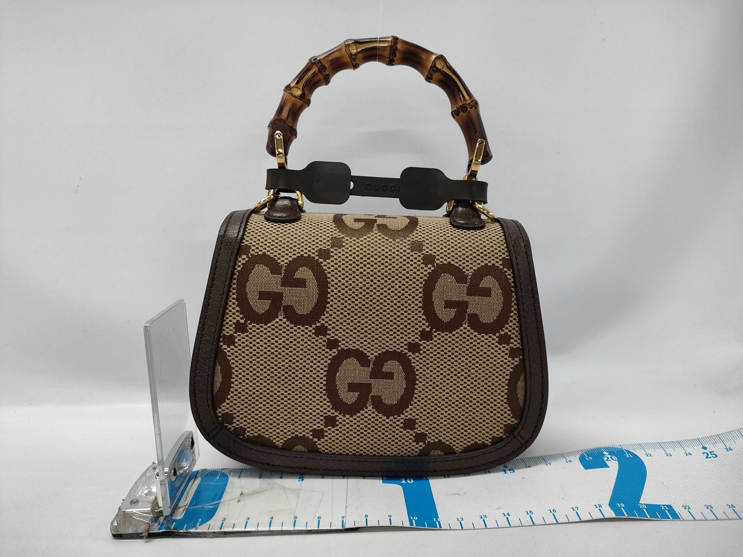 GUCCI Jumbo GG Bamboo Handle Shoulder Bag Handbag