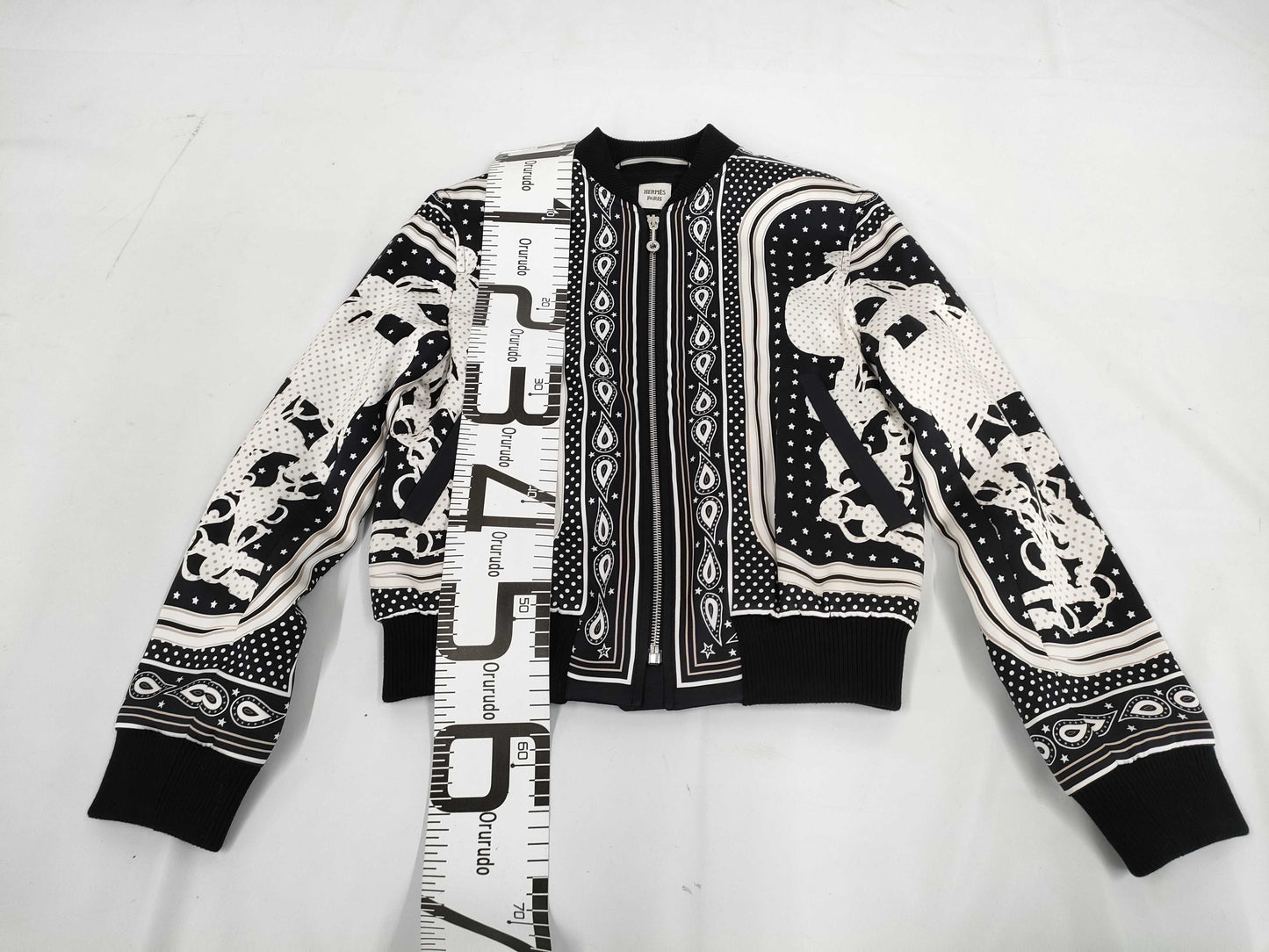 HERMES Hermes silk zip-up jacket 36 jacket