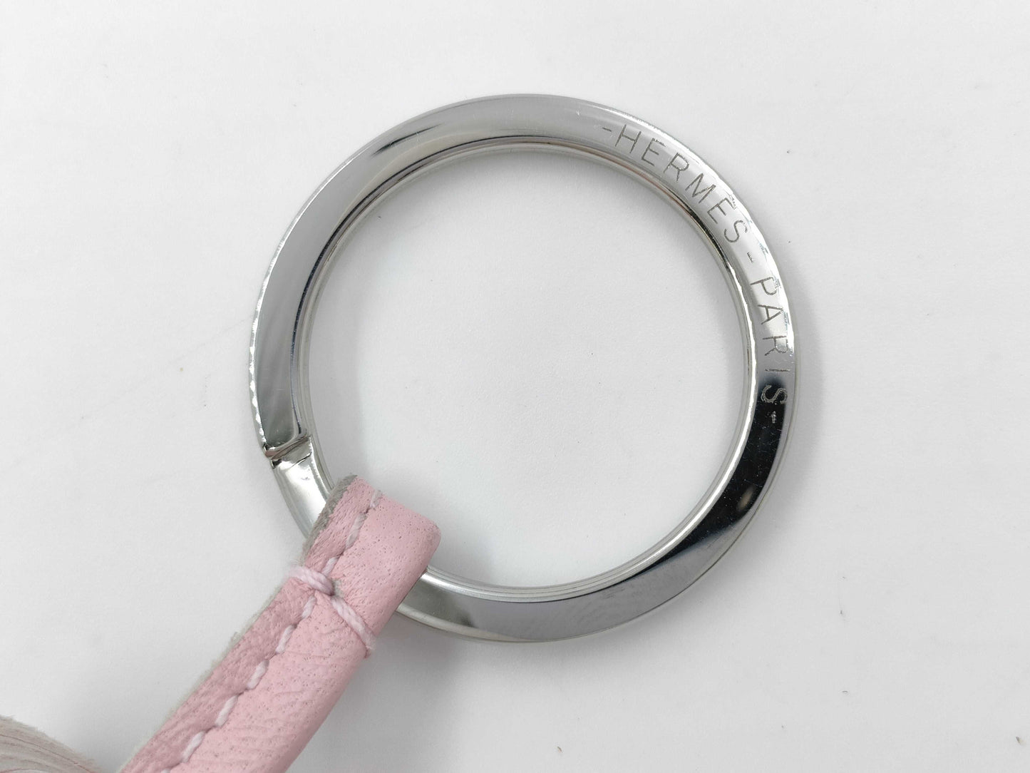 HERMES Carmen Key Ring Pink W Engraved Key Case/Key Holder