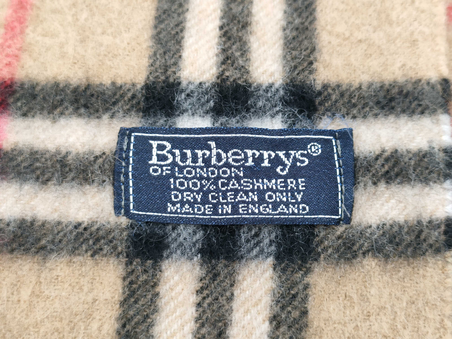 BURBERRY Nova Check Fringe Scarf, Made in England, Cashmere, Beige, Tag Included