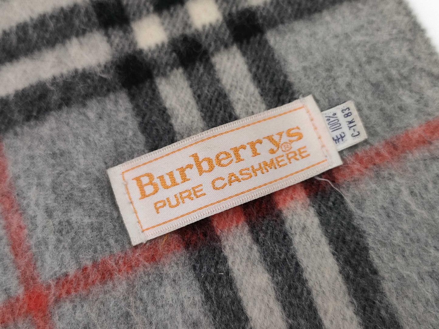 BURBERRY Nova Check Fringe Scarf, Sanyo Shokai, Cashmere, Gray, Tag Included