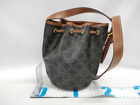 CELINE Small Drawstring Bag / Triomphe Canvas Shoulder Bag