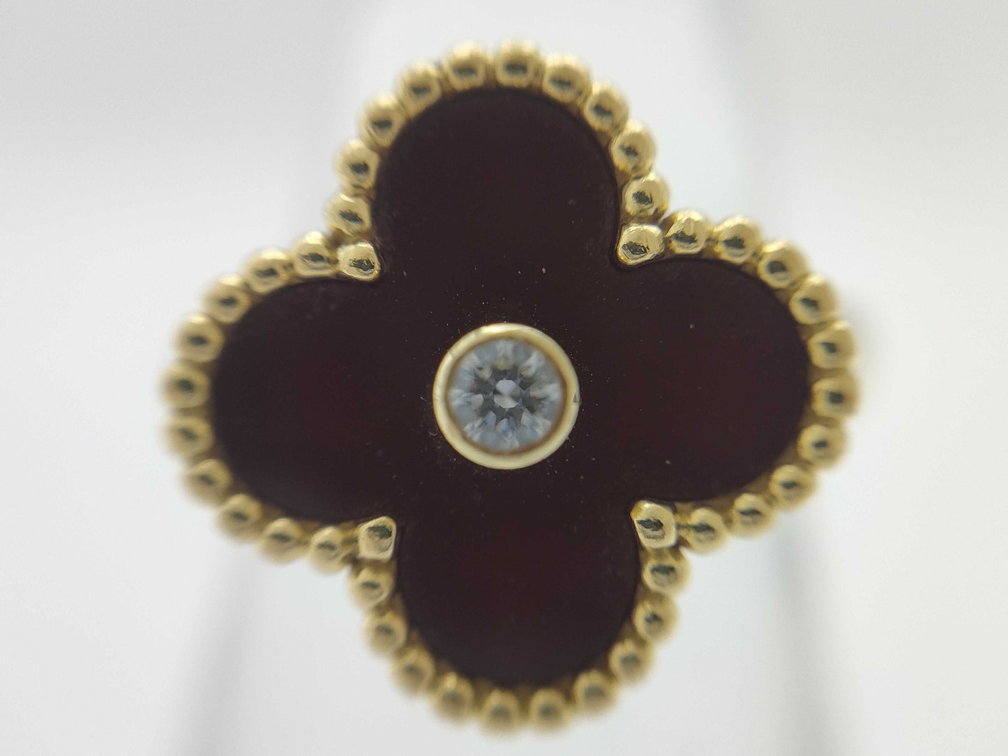 Van Cleef & Arpels Vintage Alhambra #53 Carnelian 1PD Yellow Gold Au750 7.1g Necklace