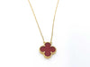 Van Cleef & Arpels Vintage Alhambra Carnelian Necklace in Yellow Gold and Au750, 5.2g